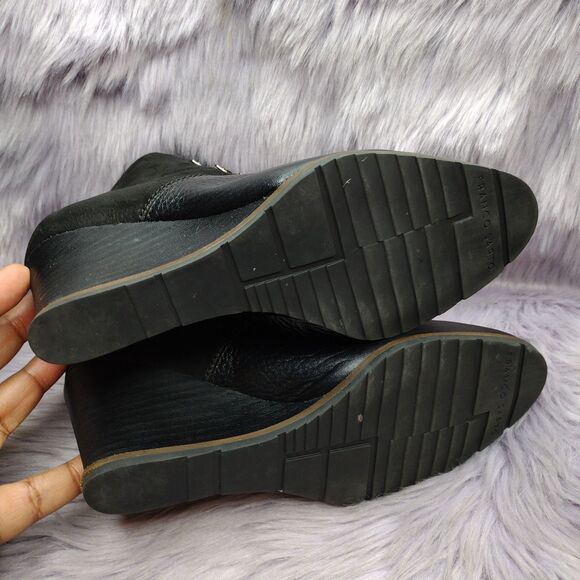 Franco Sarto Wedge Booties The Artistic Leather Collection Womens Size 7 Black - Picture 6 of 9